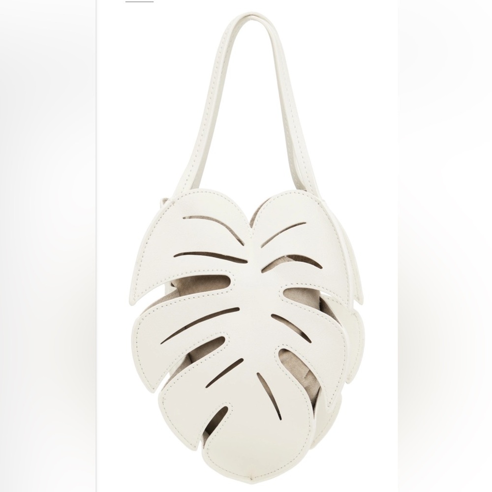 Elegant White Leaf Cutout Women's Bag